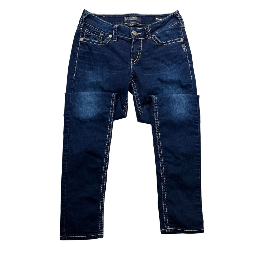 Silver Jeans Co Suki Mid Skinny Womens W29 L31 Dark Wash Super Stretch Denim